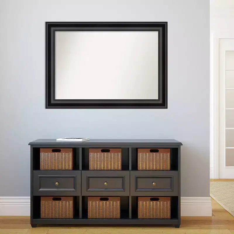 Grand miroir mural noir non biseauté