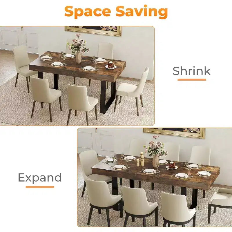 Table de ferme extensible rectangulaire marron rustique