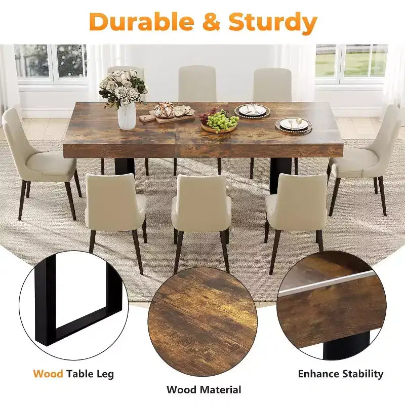 Table de ferme extensible rectangulaire marron rustique