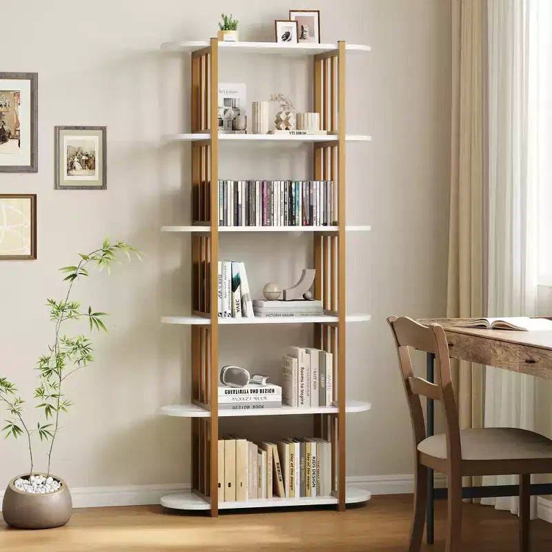 Bibliothèque étagère ouverte à six niveaux sur pied en bois