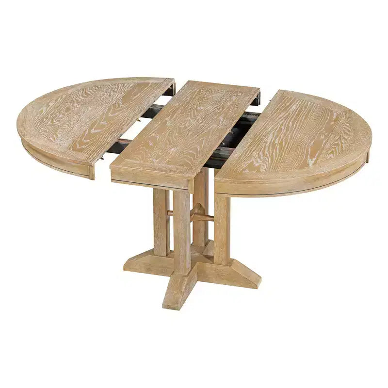 Table de salle à manger ronde extensible de ferme Table ronde avec piédestal lourd Table pliante