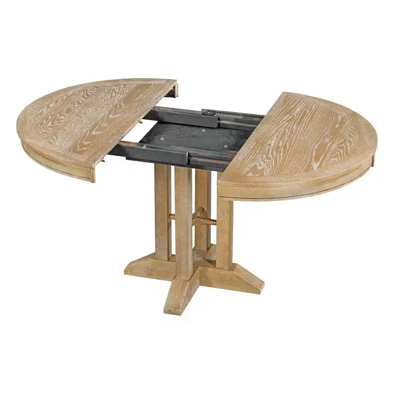Table de salle à manger ronde extensible de ferme Table ronde avec piédestal lourd Table pliante