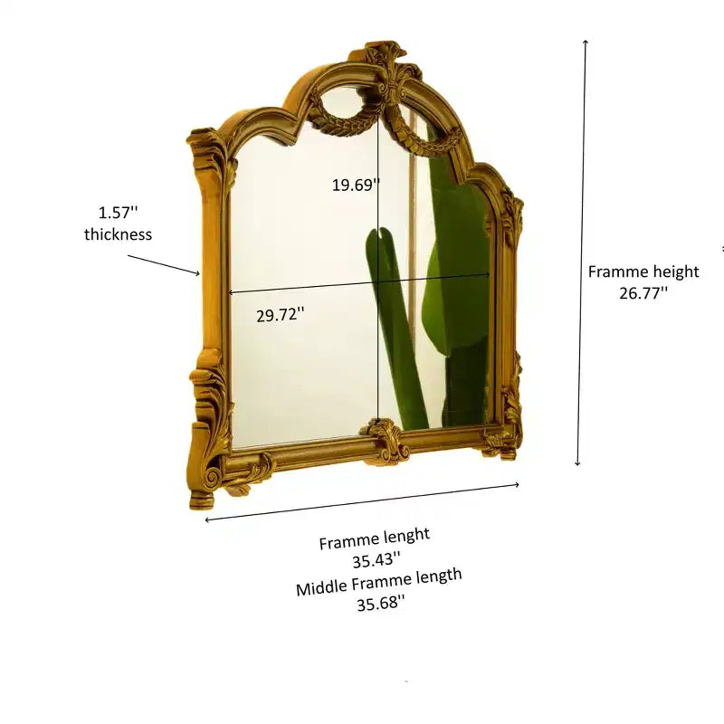 Miroir mural décoratif irrégulier en similicuir style Revival avec lumière réglable 3 couleurs