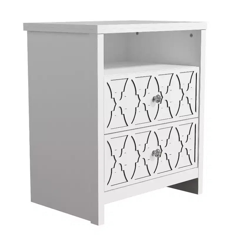 Table de chevet à 2 tiroirs avec étagère ouverte