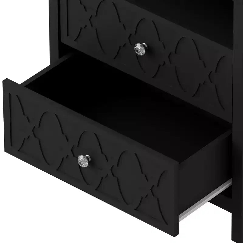 Table de chevet à 2 tiroirs avec étagère ouverte