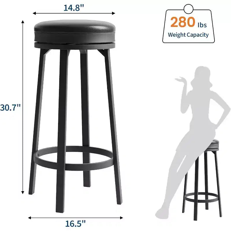Tabourets de bar pivotants sans dossier avec repose-pieds et revêtement en similicuir