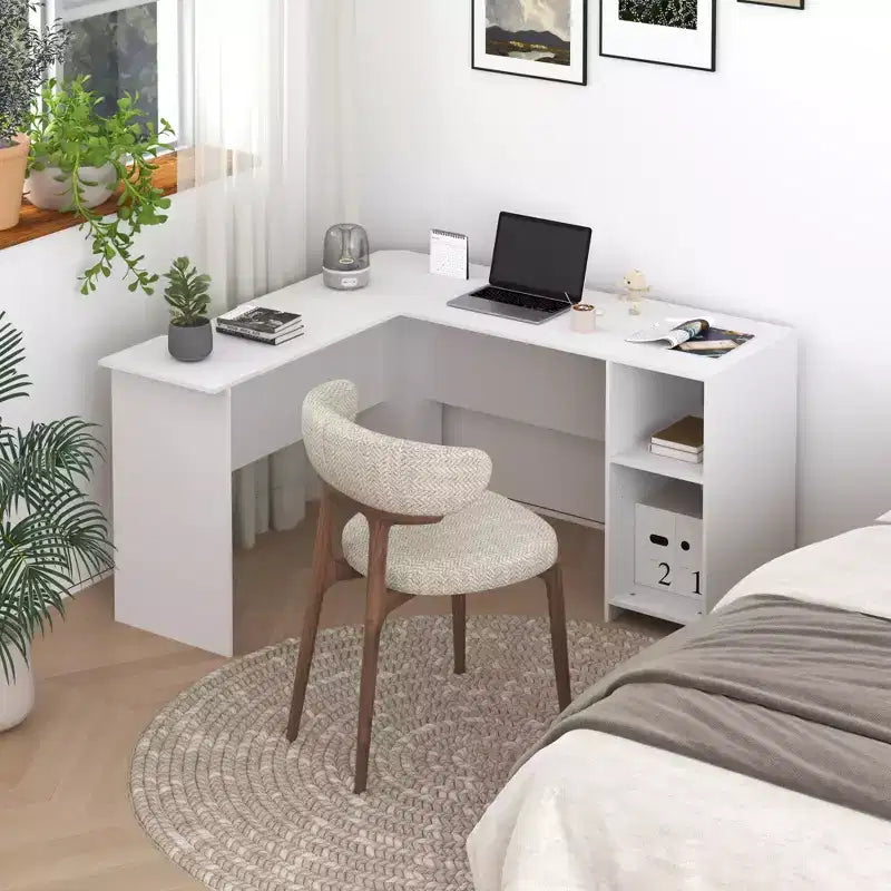 Bureau informatique en forme de L, 134 cm, bureau d'angle pour étude/écriture