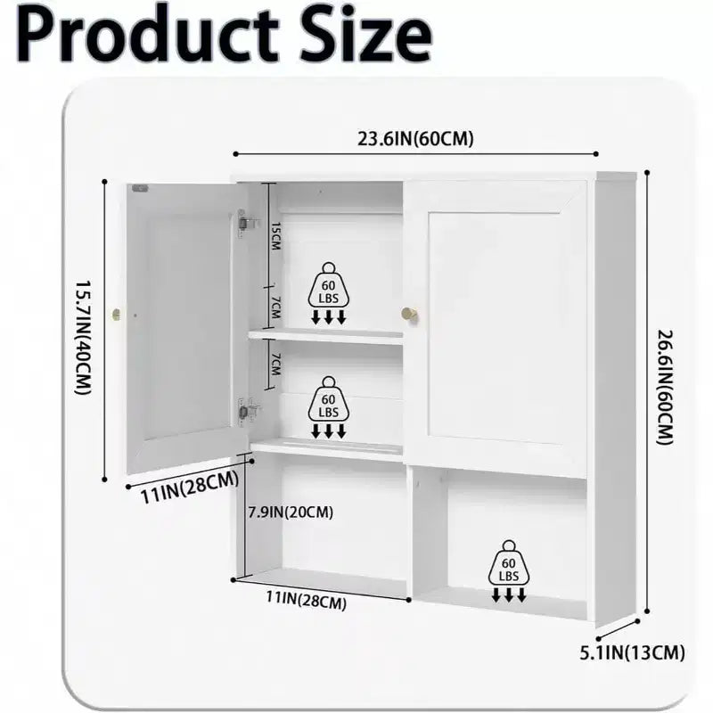 Meuble Mural de Salle de Bain avec Étagères Réglables - Rangement 3 Niveaux en Bois