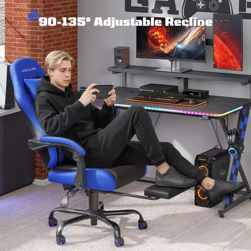 Fauteuils de bureau ergonomiques basiques en cuir PU pour adultes