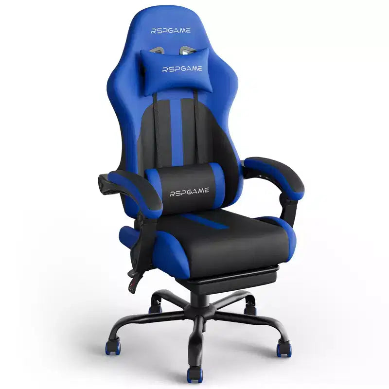 RSPGAME Basic Ergonomic Gaming Chairs for Adults PU Leather Office Chairs with Lumbar Support Pocket Spring Cushion and Retractable Footrest