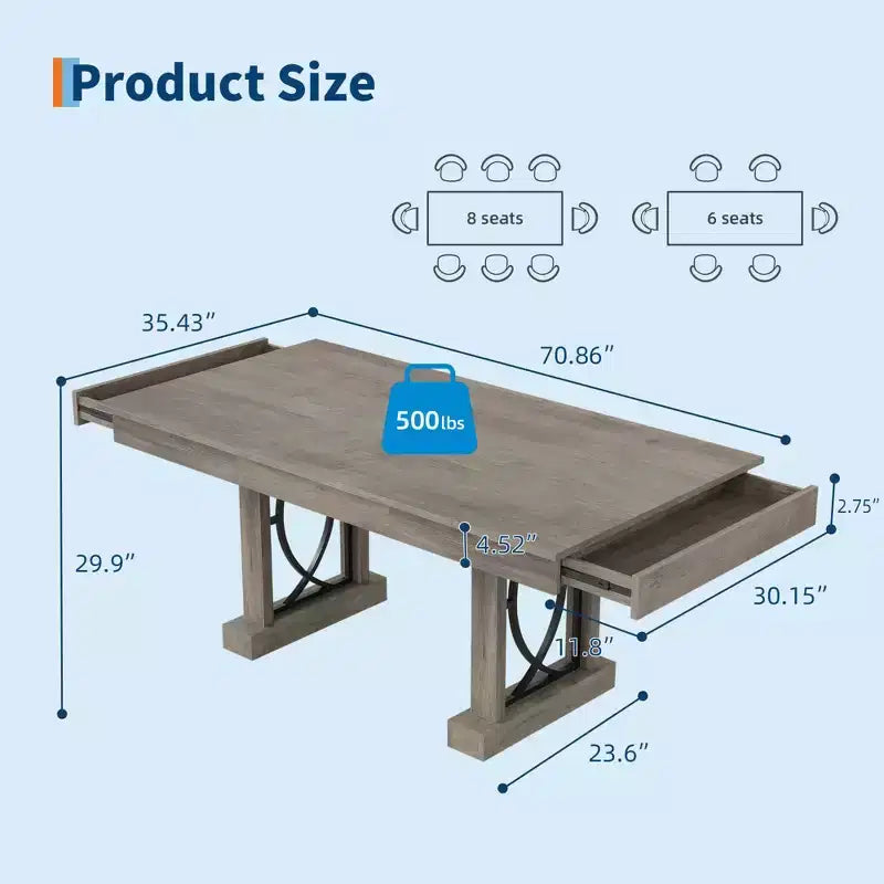 Table à manger rectangulaire Table de cuisine en bois