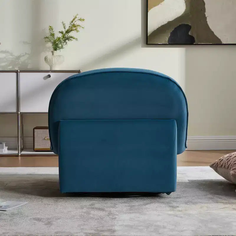 Fauteuil d'appoint pivotant en velours et bois d'hévéa avec piètement en métal