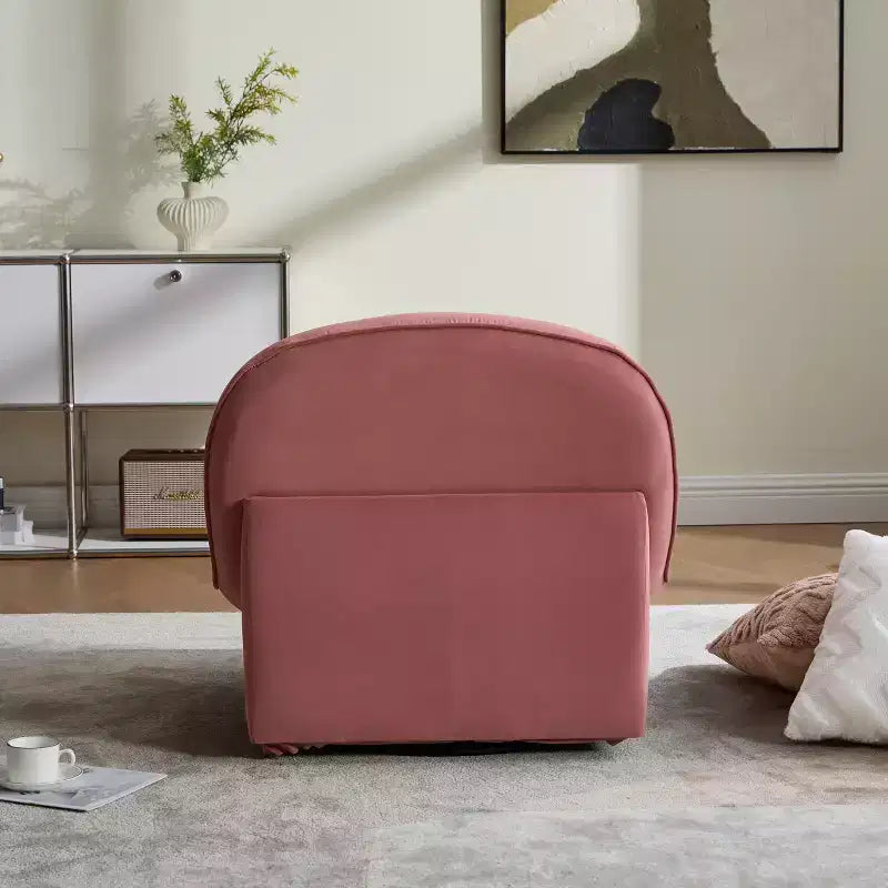 Fauteuil d'appoint pivotant en velours et bois d'hévéa avec piètement en métal
