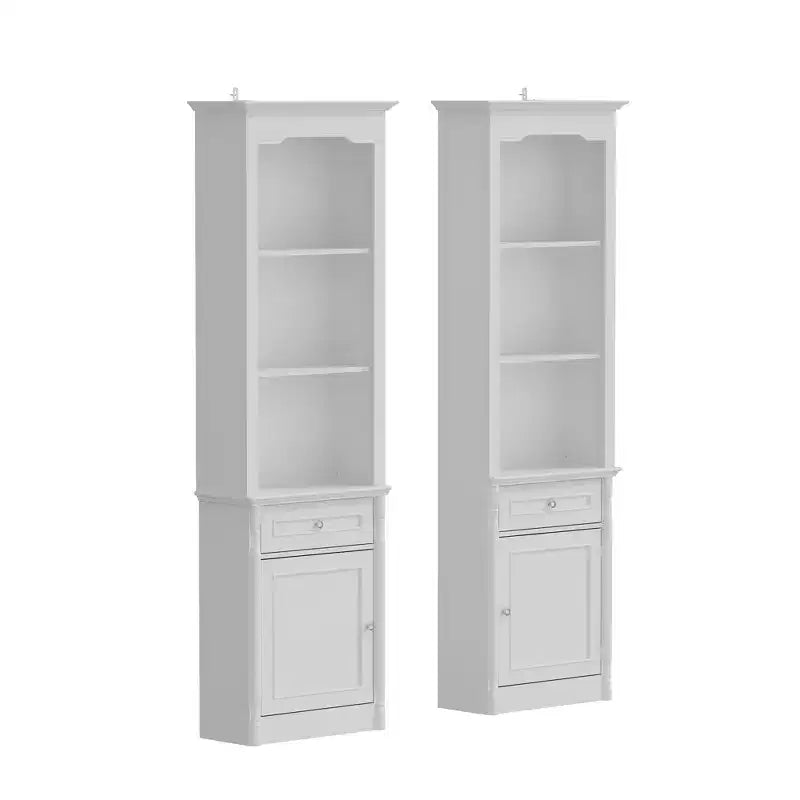 Élégante Armoire de Rangement Cheminée Latérale Vitrines Bibliothèque Vaisselier