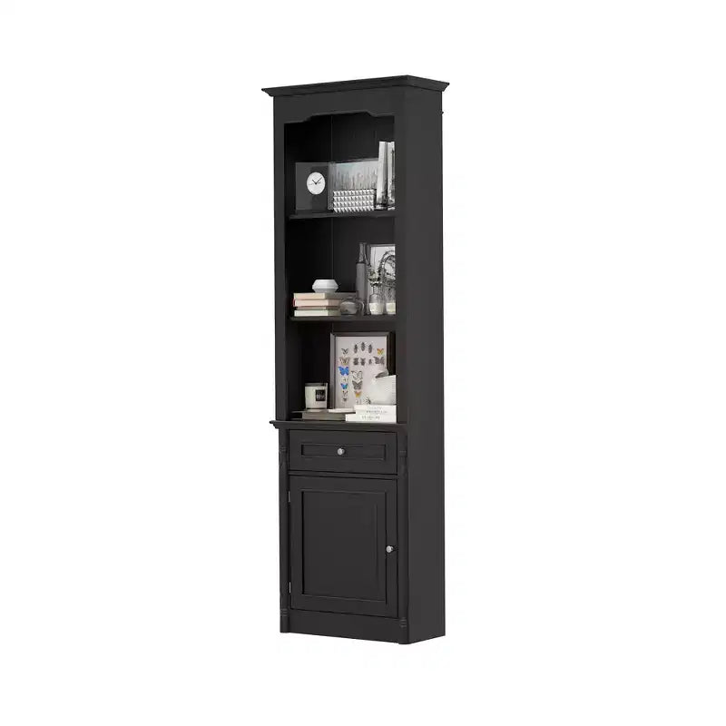 Élégante Armoire de Rangement Cheminée Latérale Vitrines Bibliothèque Vaisselier