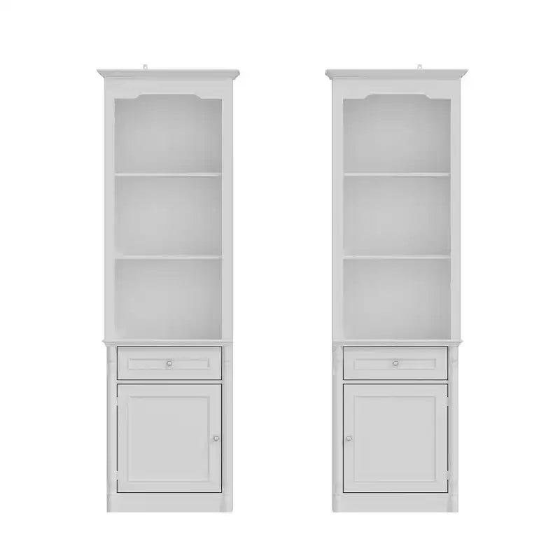 Élégante Armoire de Rangement Cheminée Latérale Vitrines Bibliothèque Vaisselier