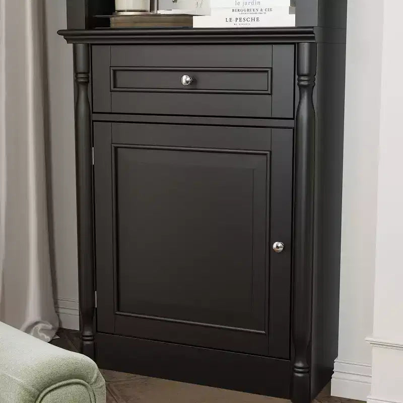 Élégante Armoire de Rangement Cheminée Latérale Vitrines Bibliothèque Vaisselier