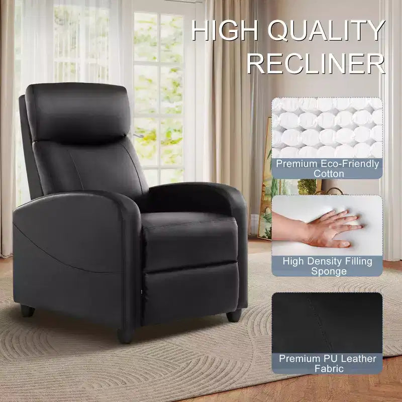 Fauteuil inclinable manuel rembourré moderne avec repose-pieds réglable et massage