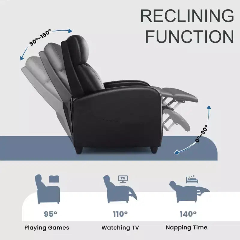Fauteuil inclinable manuel rembourré moderne avec repose-pieds réglable et massage