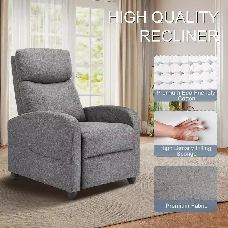 Fauteuil inclinable manuel rembourré moderne avec repose-pieds réglable et massage