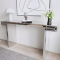 Console-miroir avec accents en verre cannelé Table d'entrée moderne pleine longueur