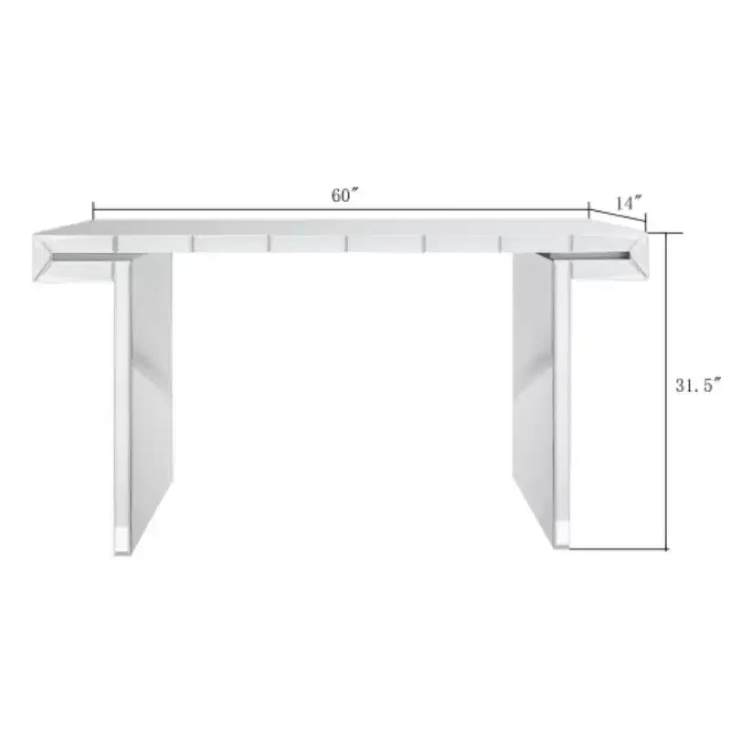 Console-miroir avec accents en verre cannelé Table d'entrée moderne pleine longueur