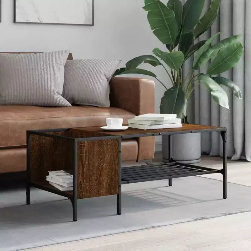 Table basse avec étagère d'appoint en bois d'ingénierie