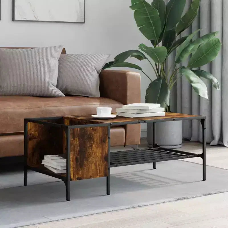 Table basse avec étagère d'appoint en bois d'ingénierie