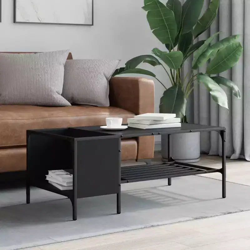 Table basse avec étagère d'appoint en bois d'ingénierie