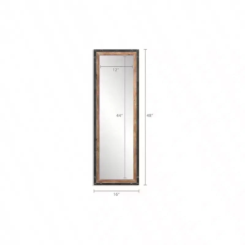 Grand miroir mural de ferme rustique en bois et métal, à poser ou à suspendre