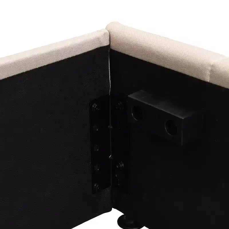 Lit plateforme capitonné avec vérin hydraulique et rangement