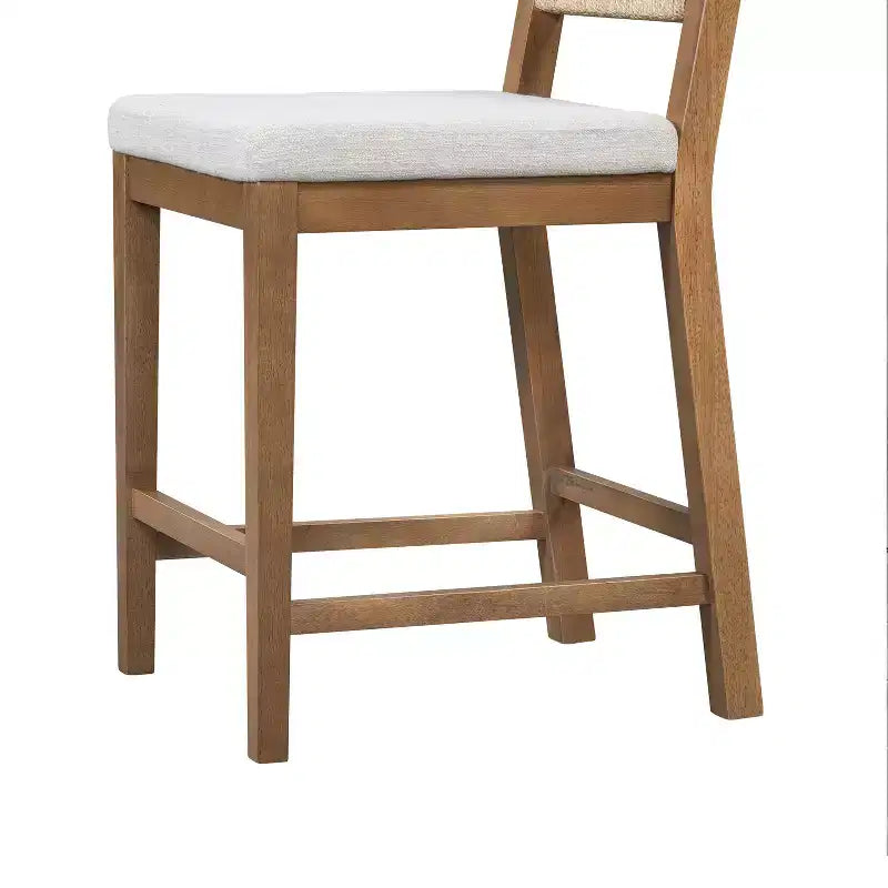Tabourets de comptoir rembourrés en rotin et bois d'hévéa de style bohème