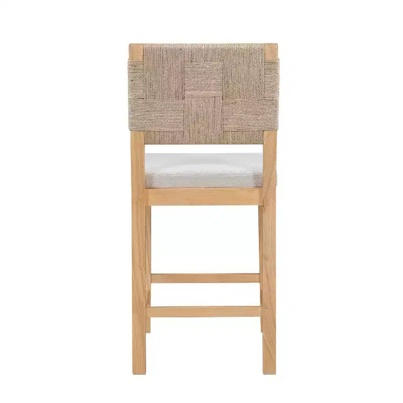 Tabourets de comptoir rembourrés en rotin et bois d'hévéa de style bohème