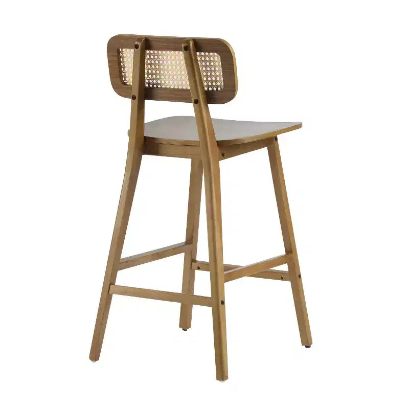Tabourets de bar en bois d'hévéa à hauteur de comptoir avec repose-pieds