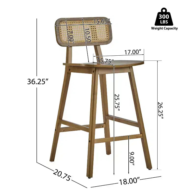 Tabourets de bar en bois d'hévéa à hauteur de comptoir avec repose-pieds