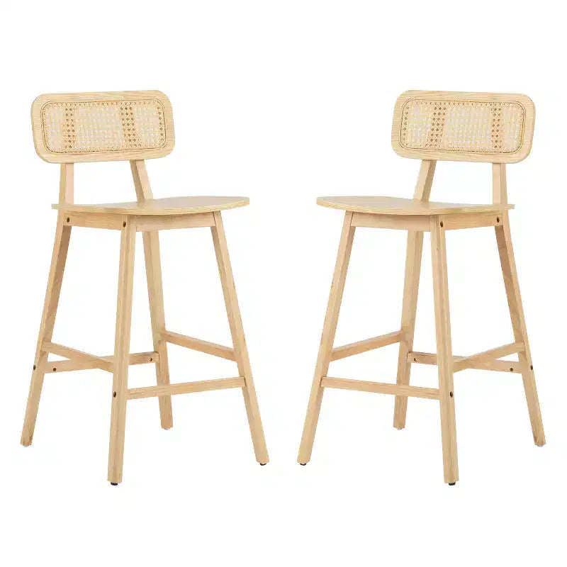 Tabourets de bar en bois d'hévéa à hauteur de comptoir avec repose-pieds
