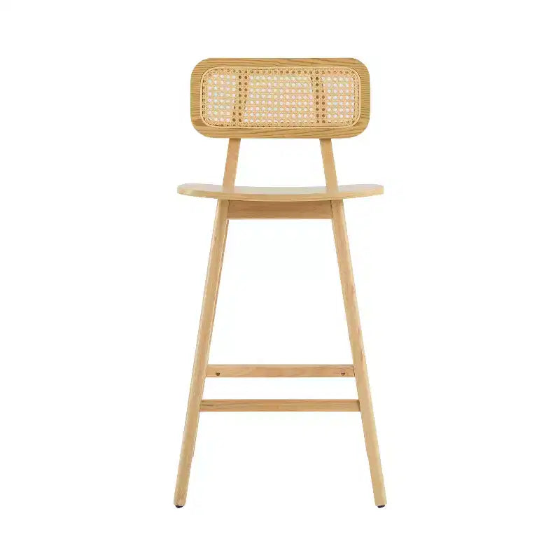Tabourets de bar en bois d'hévéa à hauteur de comptoir avec repose-pieds