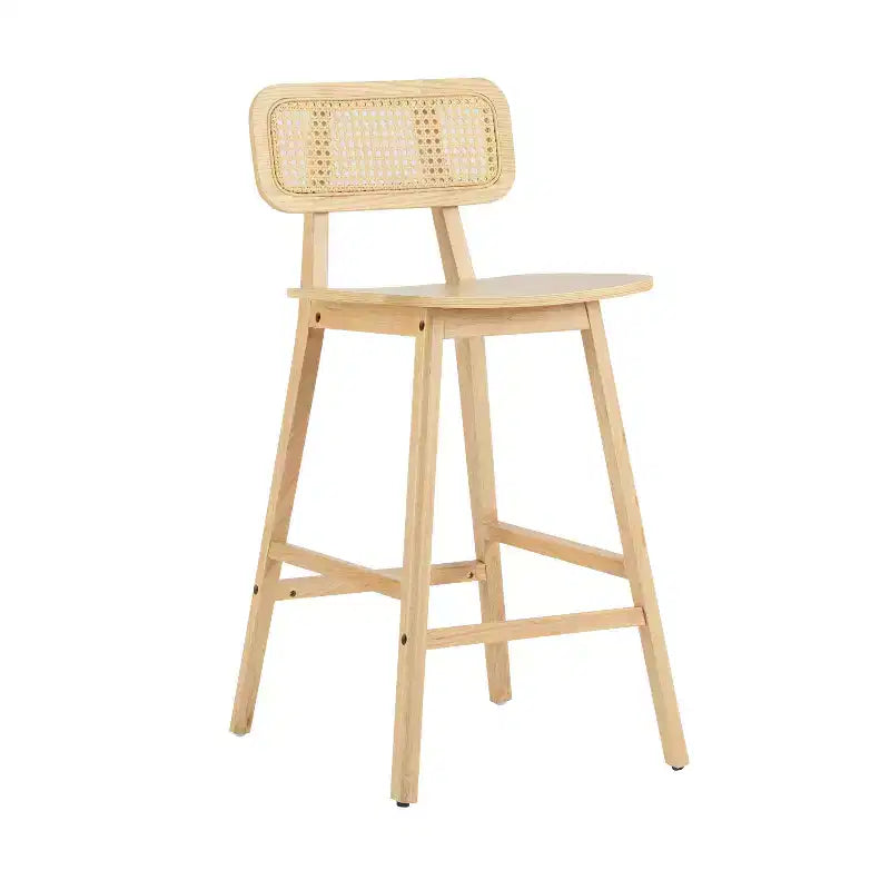 Tabourets de bar en bois d'hévéa à hauteur de comptoir avec repose-pieds