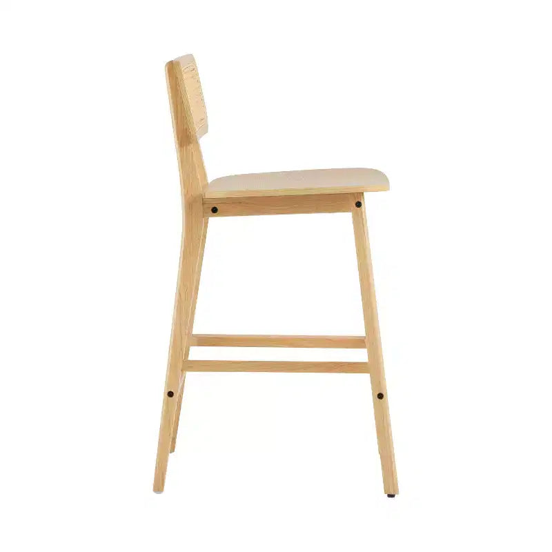Tabourets de bar en bois d'hévéa à hauteur de comptoir avec repose-pieds
