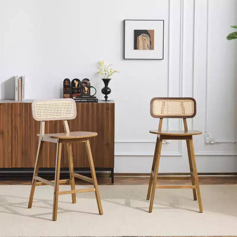 Tabourets de bar en bois d'hévéa à hauteur de comptoir avec repose-pieds