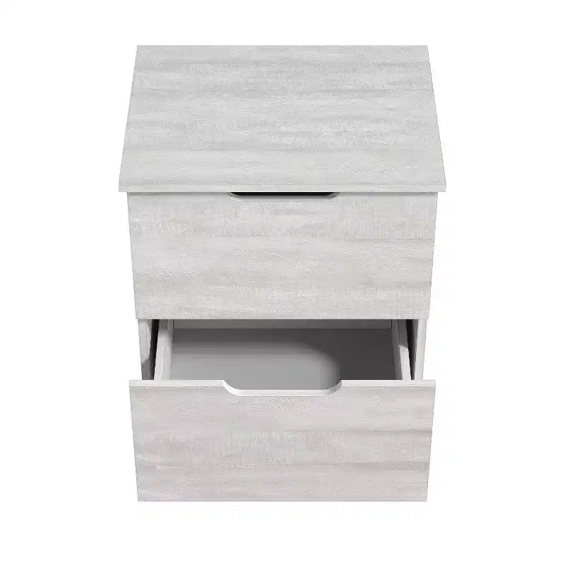 Lot de 2 tables de chevet à 2 tiroirs avec poignées découpées