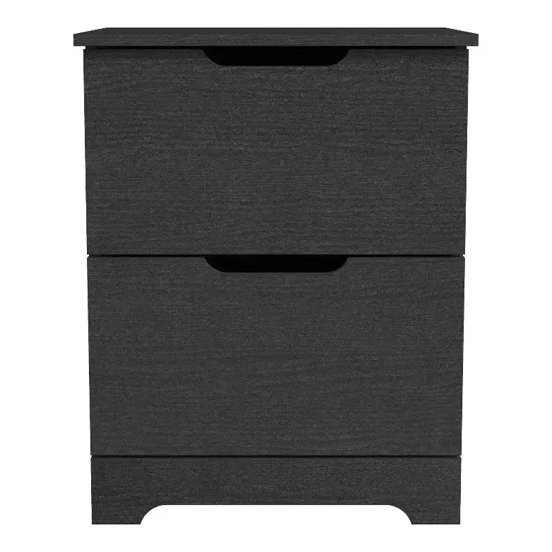 Lot de 2 tables de chevet à 2 tiroirs avec poignées découpées