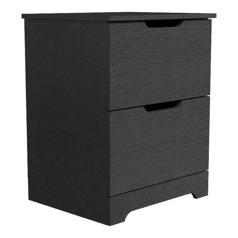 Lot de 2 tables de chevet à 2 tiroirs avec poignées découpées