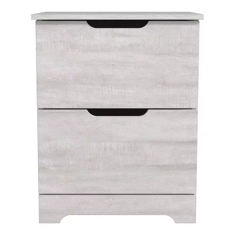 Lot de 2 tables de chevet à 2 tiroirs avec poignées découpées