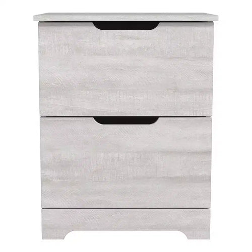 Lot de 2 tables de chevet à 2 tiroirs avec poignées découpées