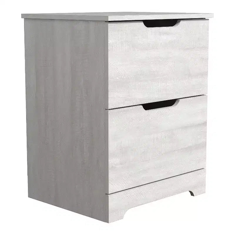 Lot de 2 tables de chevet à 2 tiroirs avec poignées découpées