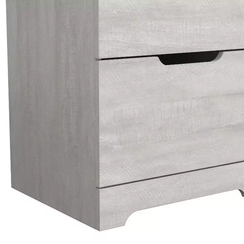 Lot de 2 tables de chevet à 2 tiroirs avec poignées découpées