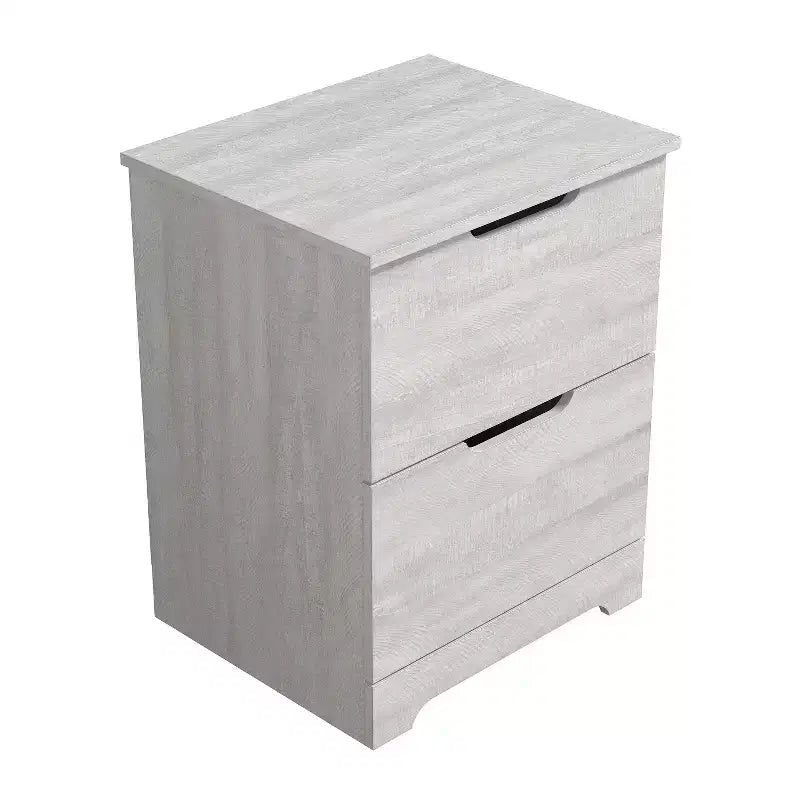 Lot de 2 tables de chevet à 2 tiroirs avec poignées découpées