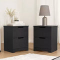 Lot de 2 tables de chevet à 2 tiroirs avec poignées découpées