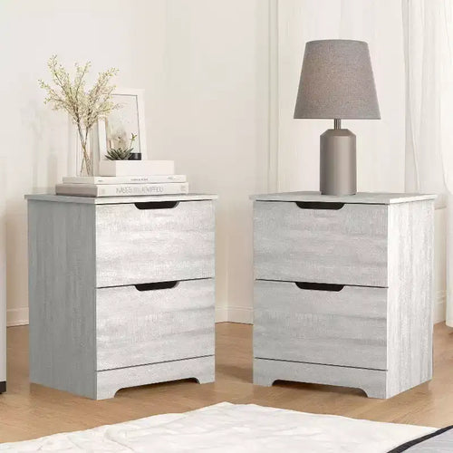 Galano 2-Drawer Nightstand Set of 2 with Cutout Handles 18.7 W 15.7 D 23.7 H